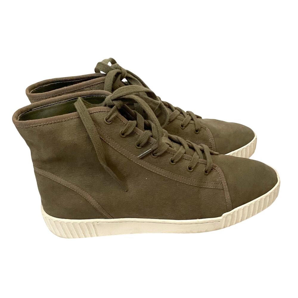 Vince High Top Casual Canvas Sneaker Army Green Size 7 Medium
